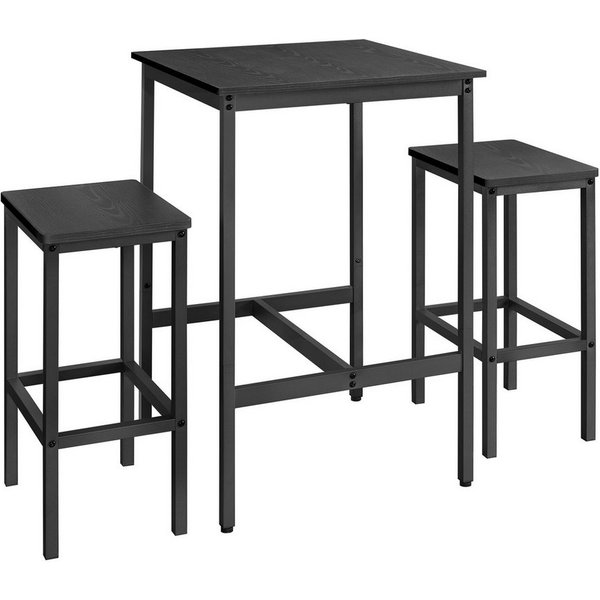 VASAGLE Bartisch mit Barhocker-Set, Esstisch mit 2 Stühlen, Küchentisch klein, Barstühle, für Esszimmer, Küche
