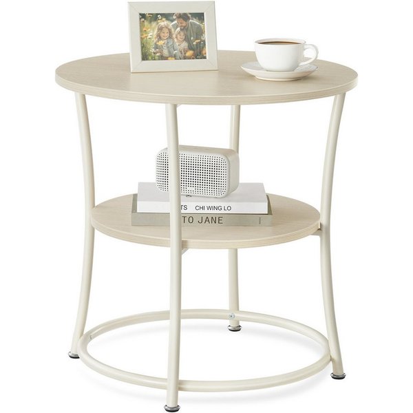 VASAGLE Beistelltisch 2-stufiger Couchtisch, Wohnzimmer, Schlafzimmer, rund, Stahlrahmen, Konsolentisch