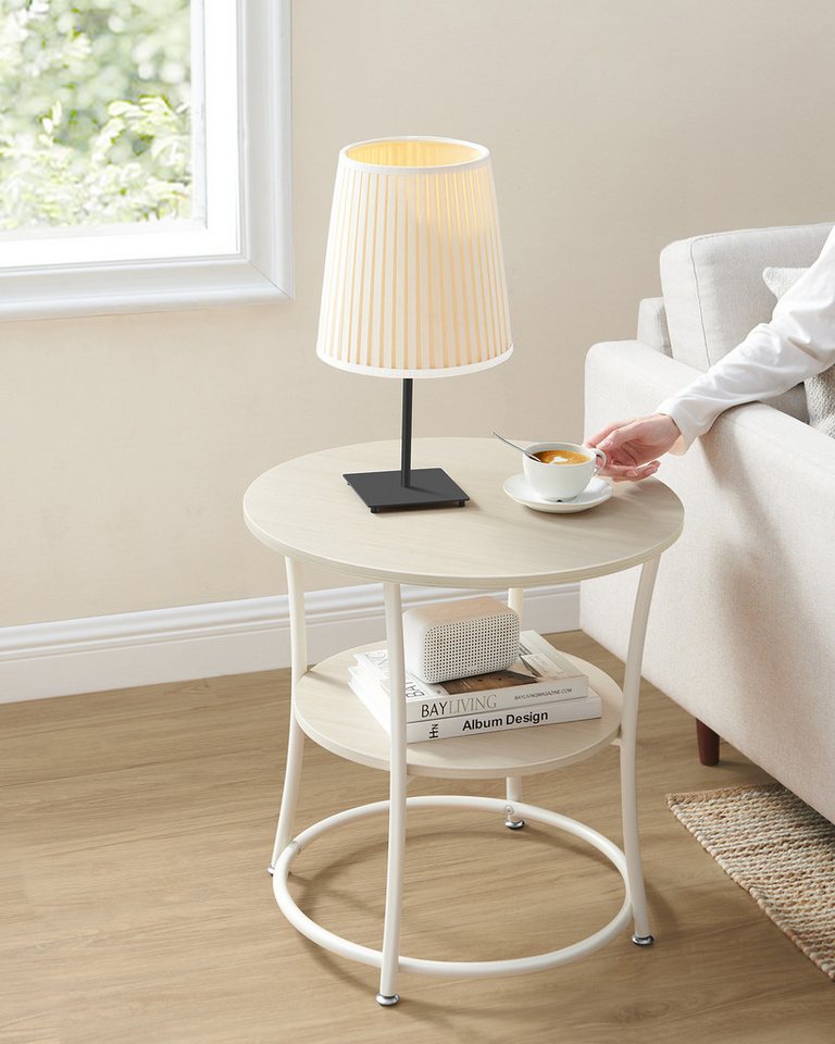 VASAGLE Beistelltisch 2-stufiger Couchtisch, Wohnzimmer, Schlafzimmer, rund, Stahlrahmen, Konsolentisch – Bild 2 von 5