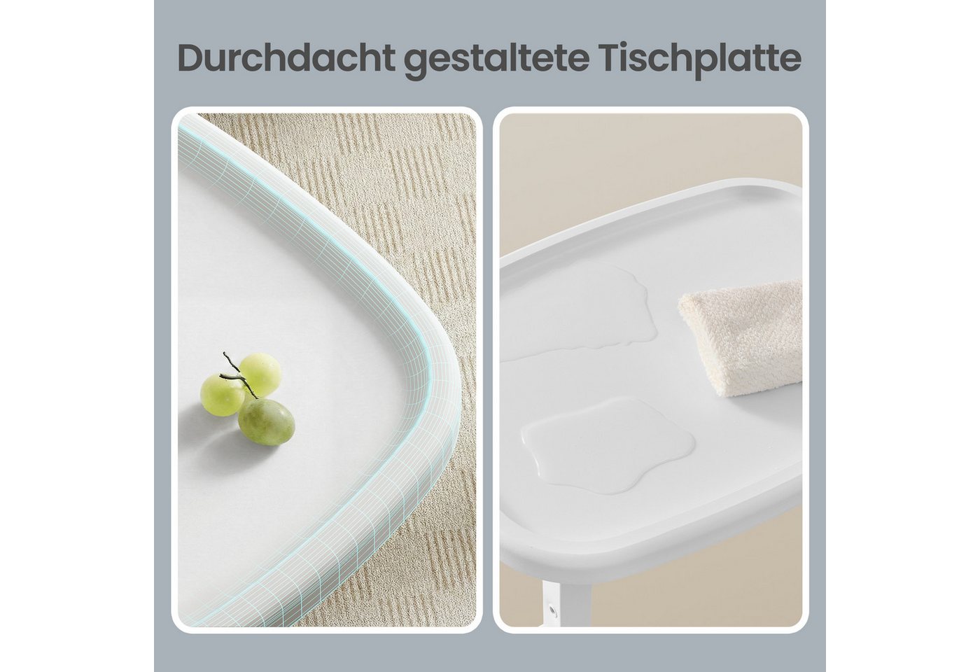 VASAGLE Beistelltisch C-Form, höhenverstellbarer Couchtisch, für kleine Räume, Wohnzimmer, Sofatisch, Wohnzimmer Schlafzimmer, 30 x 40 x 69 cm – Bild 3 von 5