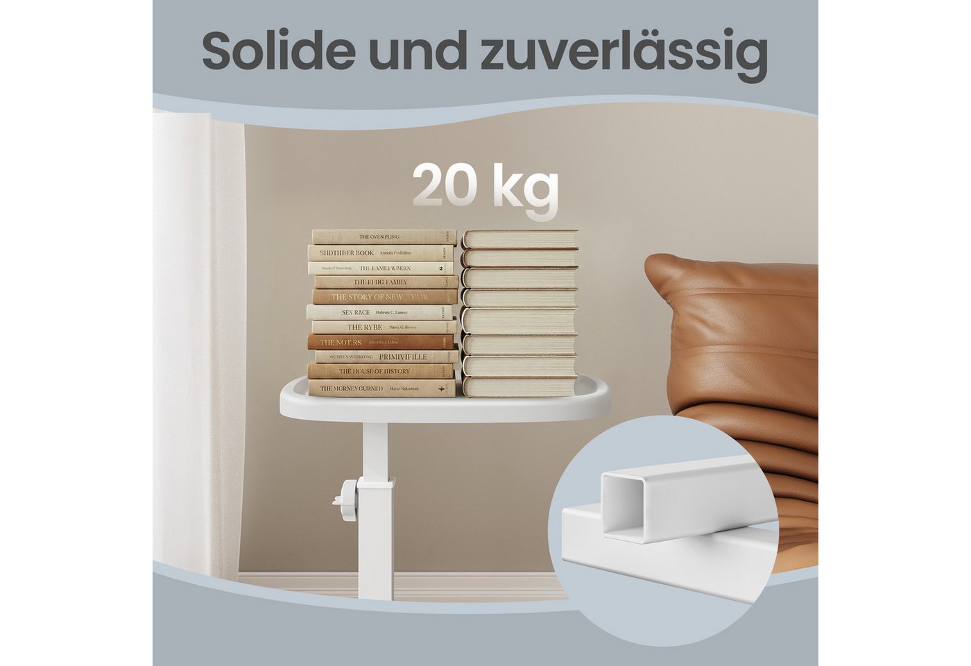 VASAGLE Beistelltisch C-Form, höhenverstellbarer Couchtisch, für kleine Räume, Wohnzimmer, Sofatisch, Wohnzimmer Schlafzimmer, 30 x 40 x 69 cm – Bild 5 von 5