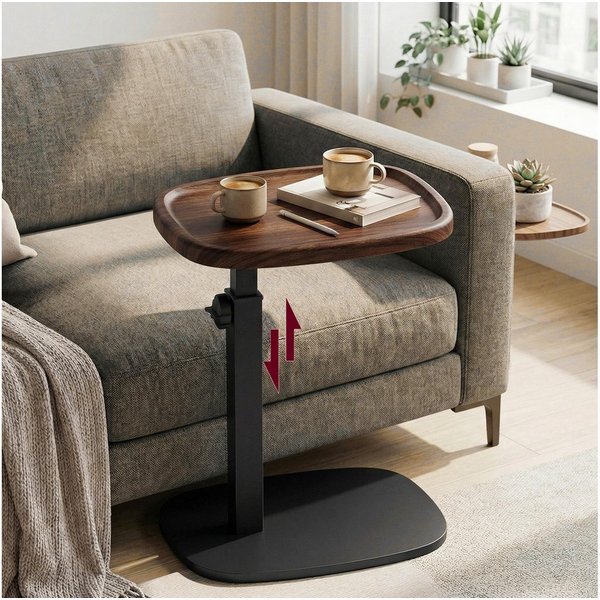 VASAGLE Beistelltisch C-Form, höhenverstellbarer Couchtisch, für kleine Räume, Wohnzimmer, Sofatisch, Wohnzimmer Schlafzimmer, 30 x 40 x 69 cm