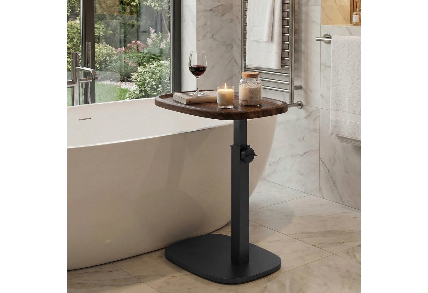 VASAGLE Beistelltisch C-Form, höhenverstellbarer Couchtisch, für kleine Räume, Wohnzimmer, Sofatisch, Wohnzimmer Schlafzimmer, 30 x 40 x 69 cm – Bild 2 von 5