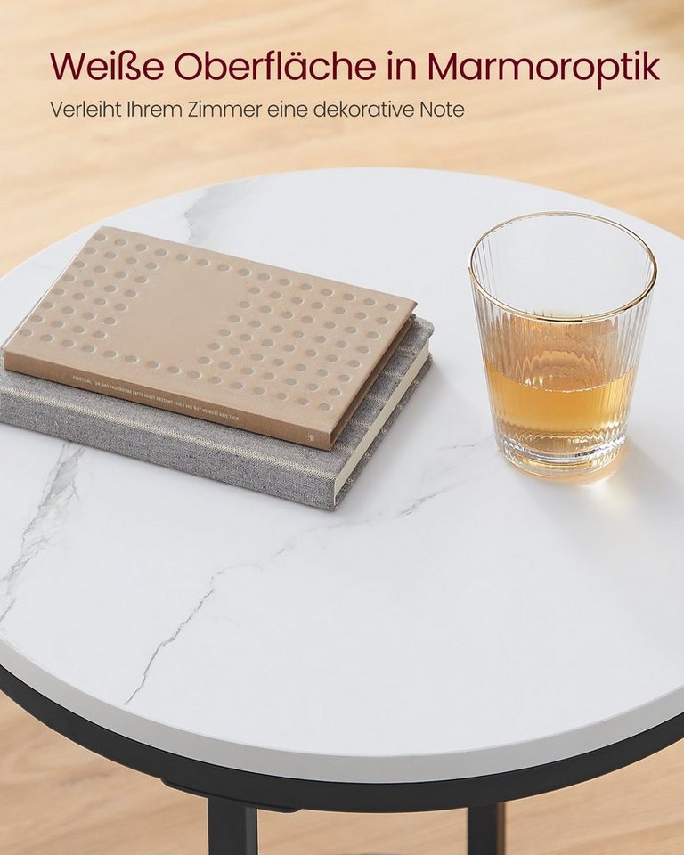 VASAGLE Beistelltisch Holzspanplatte, Hartglas, für Wohnzimmer, Arbeitszimmer, kleine Räume, Nachttisch mit 2 Ebenen, modern – Bild 5 von 5