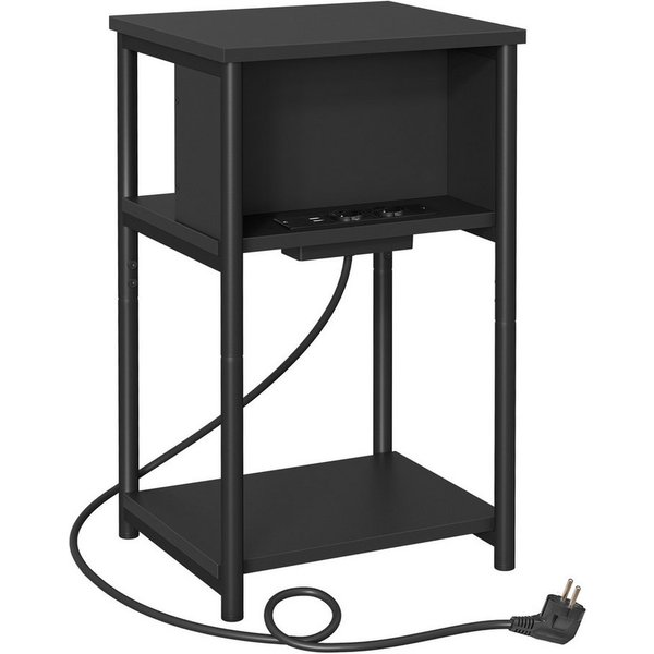 VASAGLE Beistelltisch Nachttisch mit Steckdose, schmal, für Wohnzimmer, Schlafzimmer (1-St), 2 AC-Anschlüsse, 2 USB-Anschlüsse, 30 x 34 x 58 cm