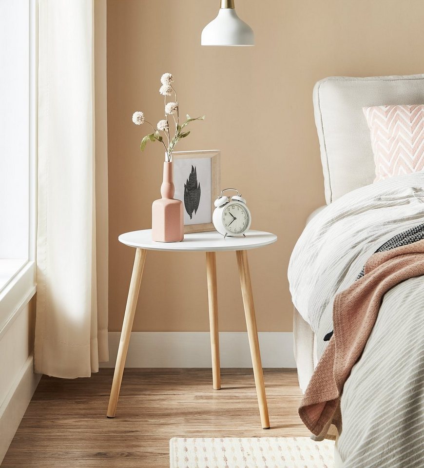 VASAGLE Beistelltisch rund, Couchtisch modern minimalistisch, 2er Set, mit Beinen aus Kiefernholz, skandinavischer Stil, für Wohnzimmer – Bild 3 von 5