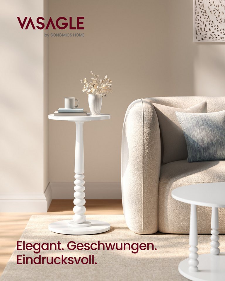 VASAGLE Beistelltisch rund, kleiner Sofatisch, Nachttisch, Bein aus Massivholz, Mid-Century-Modern-Stil, für Schlafzimmer – Bild 2 von 5