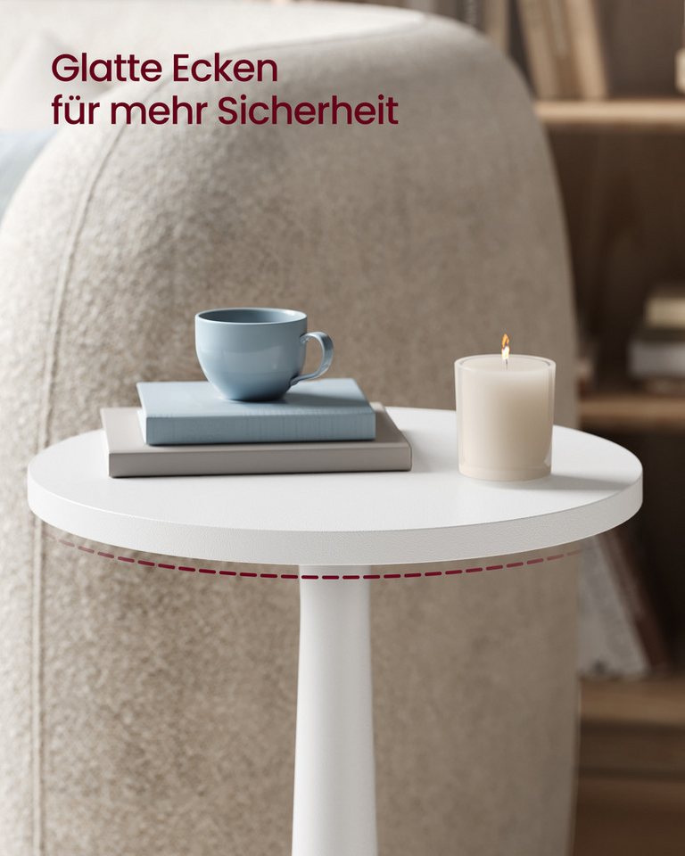 VASAGLE Beistelltisch rund, kleiner Sofatisch, Nachttisch, Bein aus Massivholz, Mid-Century-Modern-Stil, für Schlafzimmer – Bild 4 von 5