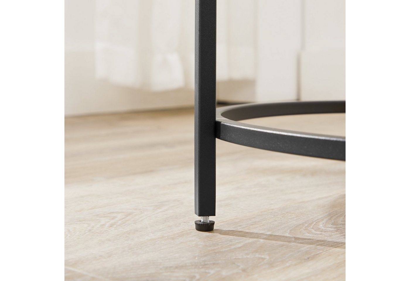 VASAGLE Beistelltisch Beistelltisch rund, kleiner Couchtisch, Glastisch mit Metallgestell, Nachttisch, Sofatisch, Balkon, Hartglas – Bild 4 von 5