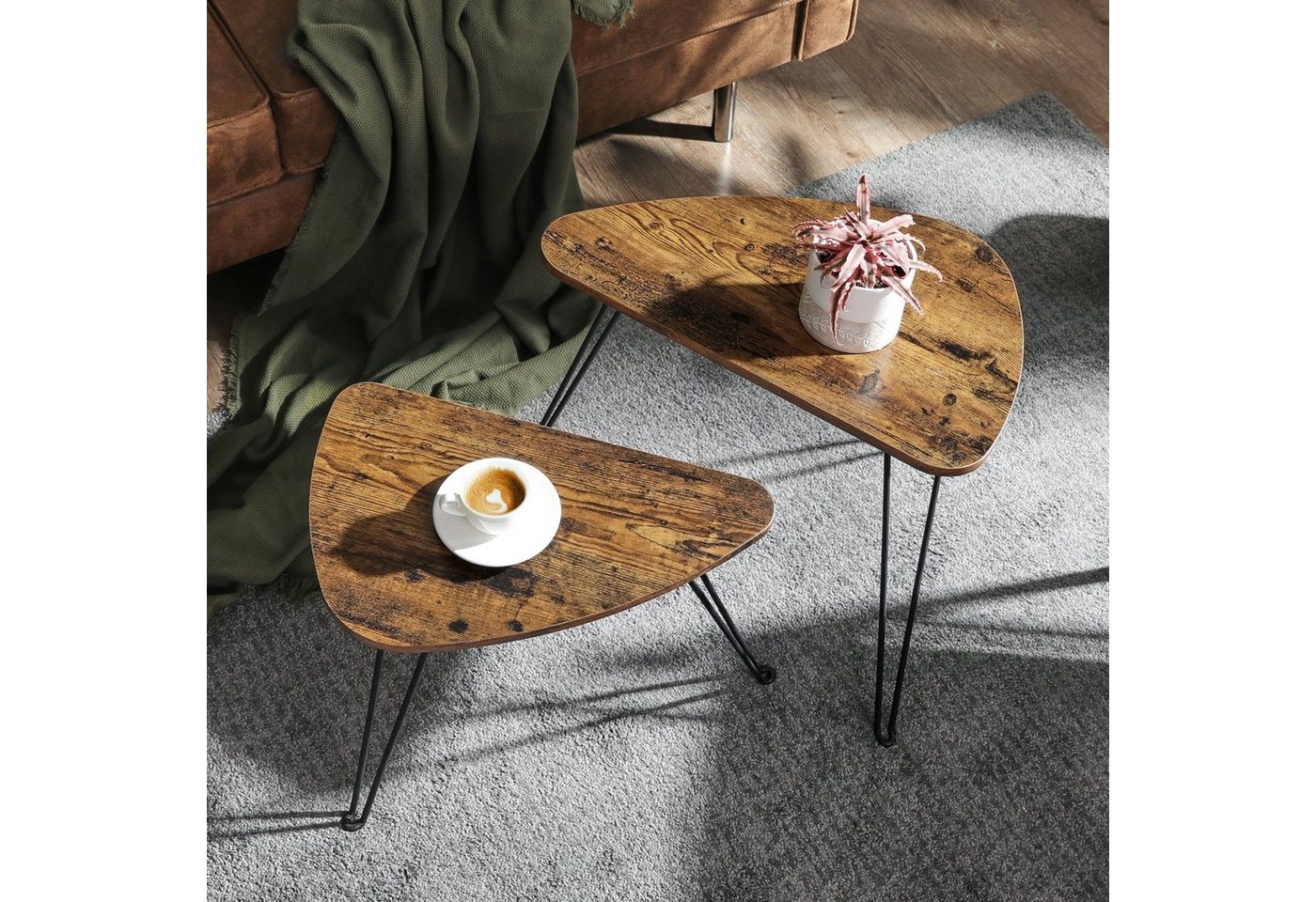 VASAGLE Beistelltisch Satztische 2er Set, für Wohnzimmer, Esszimmer, Schlafzimmer, Couchtische, Industrie-Design – Bild 2 von 5