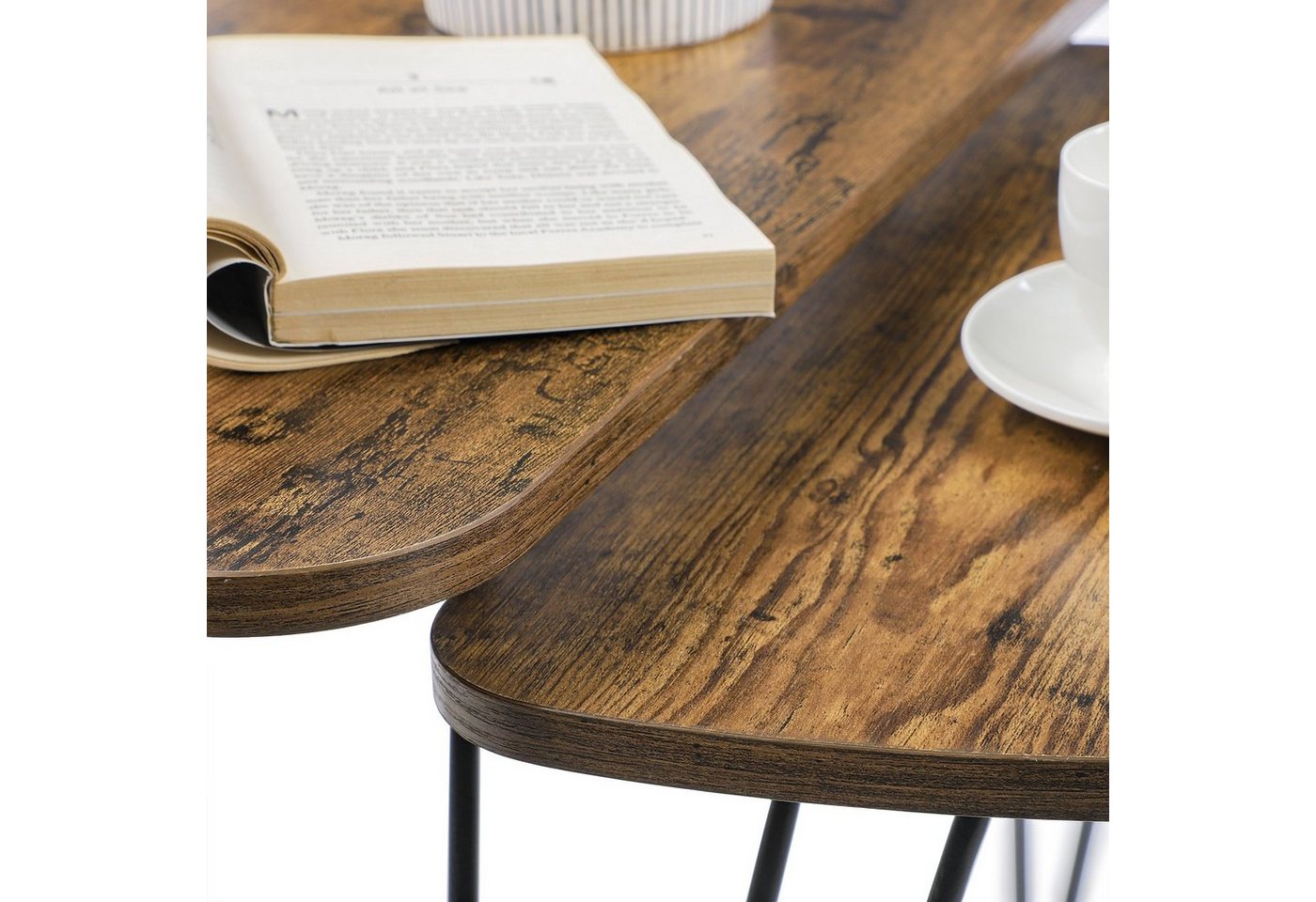 VASAGLE Beistelltisch Satztische 2er Set, für Wohnzimmer, Esszimmer, Schlafzimmer, Couchtische, Industrie-Design – Bild 5 von 5