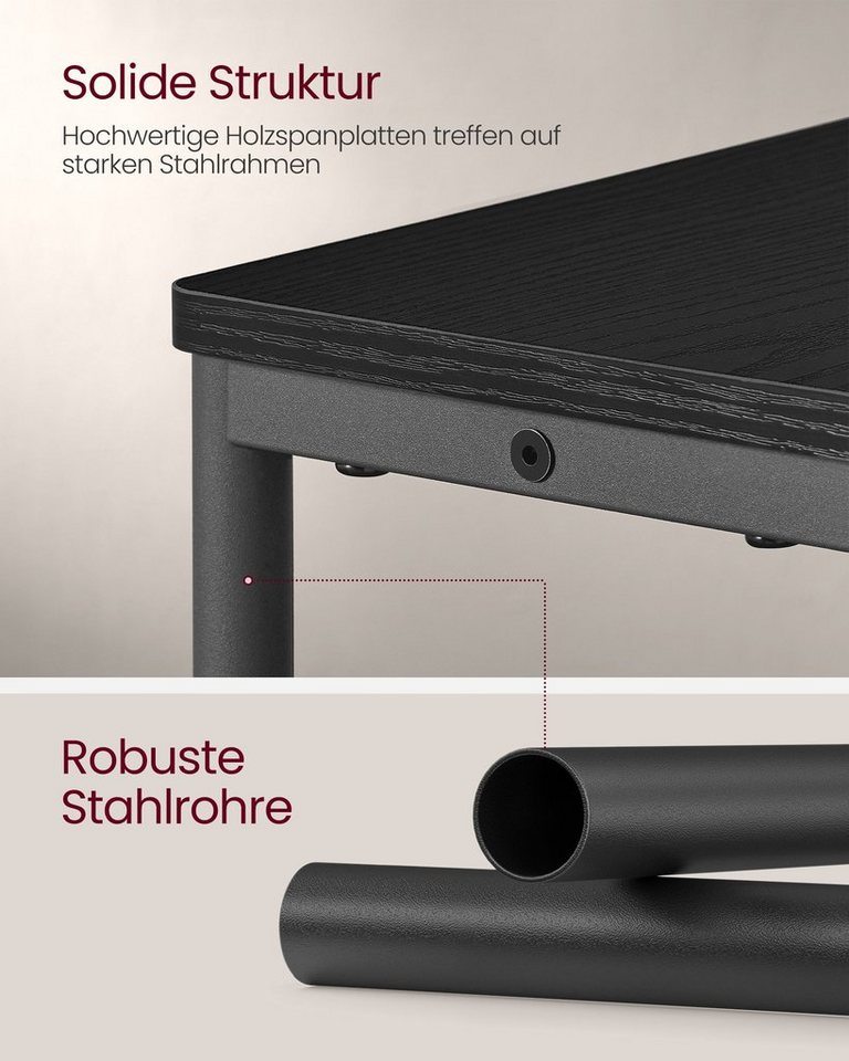 VASAGLE Beistelltisch schmal, Nachttisch, für Wohnzimmer, Schlafzimmer, 18 x 45 x 58 cm, mit Ladefunktion, Couchtisch, 3 Ablagen, ebenholzschwarz-tintenschwarz – Bild 5 von 5