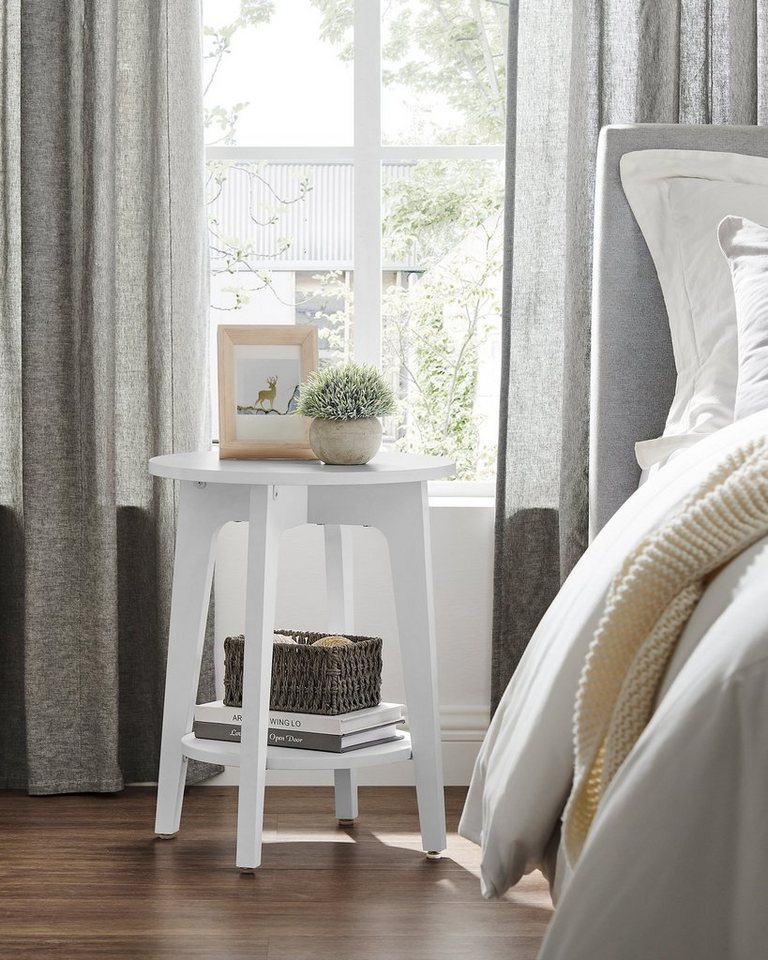 VASAGLE Beistelltisch Sofatisch, kleiner runder Tisch, mit unterer Ablage, moderner Stil, für Wohnzimmer, Nachttisch für kleine Räume, 40x40x50 cm – Bild 2 von 5