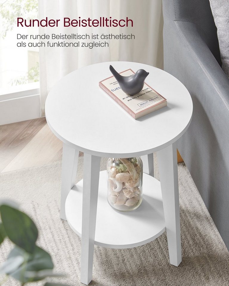 VASAGLE Beistelltisch Sofatisch, kleiner runder Tisch, mit unterer Ablage, moderner Stil, für Wohnzimmer, Nachttisch für kleine Räume, 40x40x50 cm – Bild 3 von 5