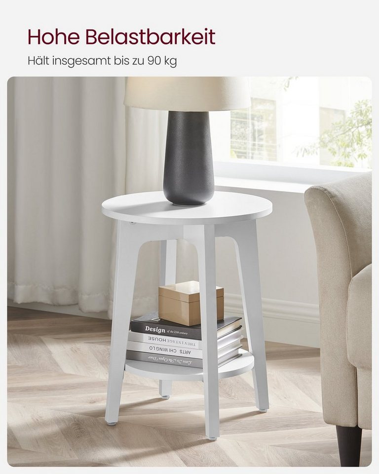 VASAGLE Beistelltisch Sofatisch, kleiner runder Tisch, mit unterer Ablage, moderner Stil, für Wohnzimmer, Nachttisch für kleine Räume, 40x40x50 cm – Bild 5 von 5