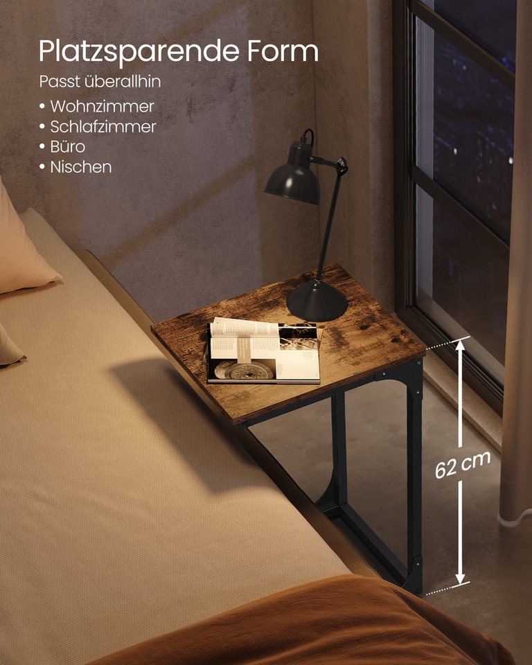 VASAGLE Beistelltisch Sofatisch, C Form, Couchtisch, mit Metallgestell (1-St), industriell, für Wohnzimmer, Schlafzimmer, 30 x 40 x 62 cm – Bild 3 von 5