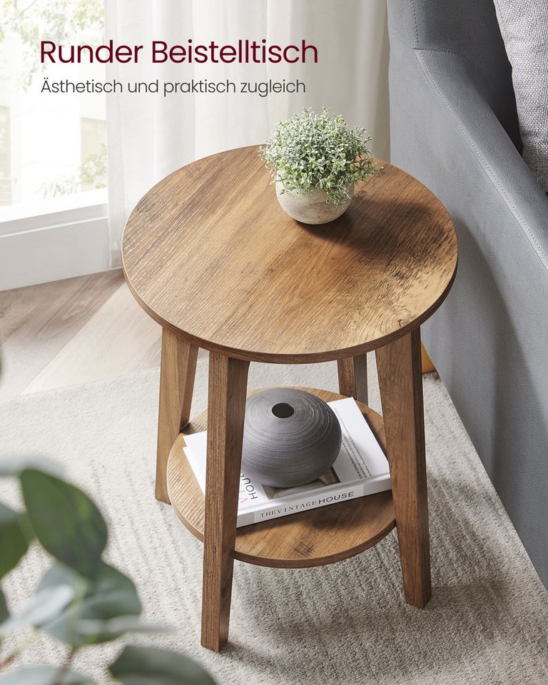 VASAGLE Beistelltisch Sofatisch, kleiner runder Tisch, mit unterer Ablage, moderner Stil, für Wohnzimmer, Nachttisch für kleine Räume, 40x40x50 cm – Bild 3 von 5