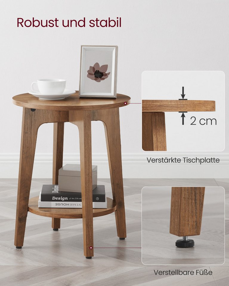 VASAGLE Beistelltisch Sofatisch, kleiner runder Tisch, mit unterer Ablage, moderner Stil, für Wohnzimmer, Nachttisch für kleine Räume, 40x40x50 cm – Bild 4 von 5