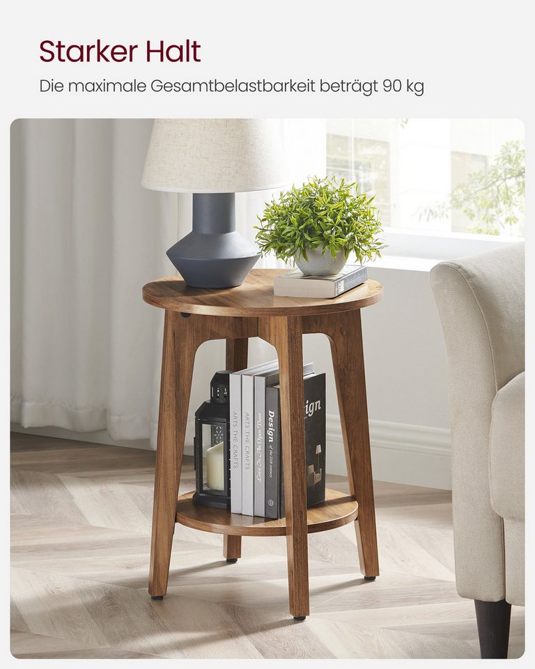 VASAGLE Beistelltisch Sofatisch, kleiner runder Tisch, mit unterer Ablage, moderner Stil, für Wohnzimmer, Nachttisch für kleine Räume, 40x40x50 cm – Bild 5 von 5