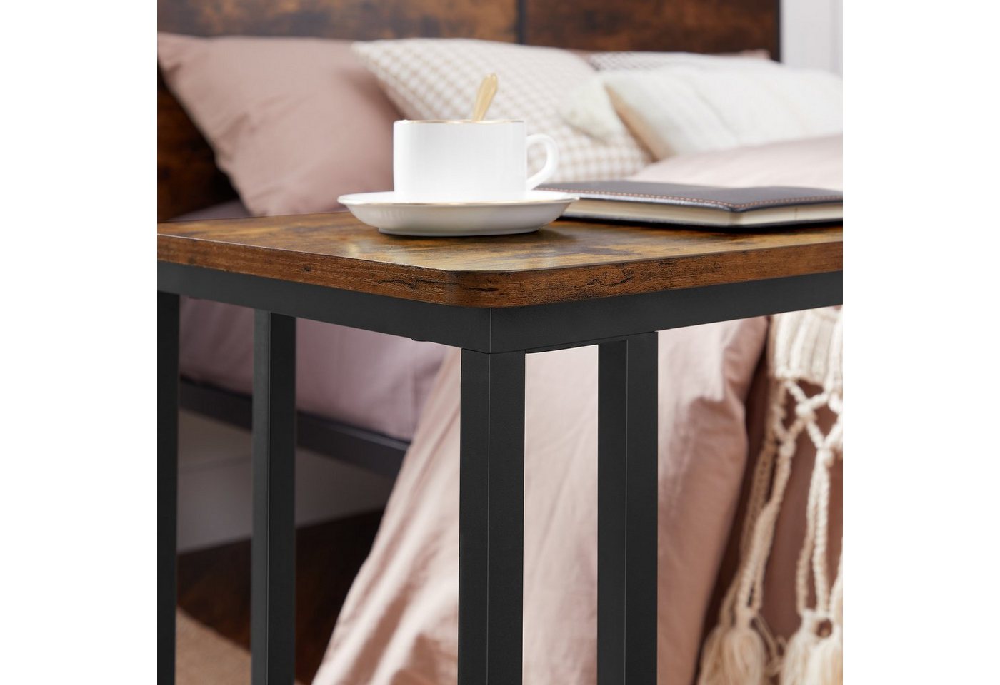 VASAGLE Beistelltisch Sofatisch mit Rollen, C-Form, für Kaffee und Laptop (1-St), 35 x 50 x 60 cm, Wohnzimmertisch mit Metallgestell – Bild 5 von 5