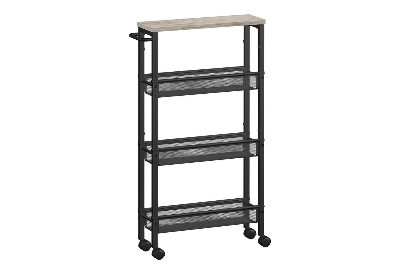 VASAGLE Beistellwagen Küchenwagen schmal, für kleine Räume, Küche, Wohnzimmer, Arbeitszimmer, 4 Ebenen, Nischenregal auf Rollen, Stahl, Griff, 13 x 45,4 x 77 cm – Bild 3 von 5