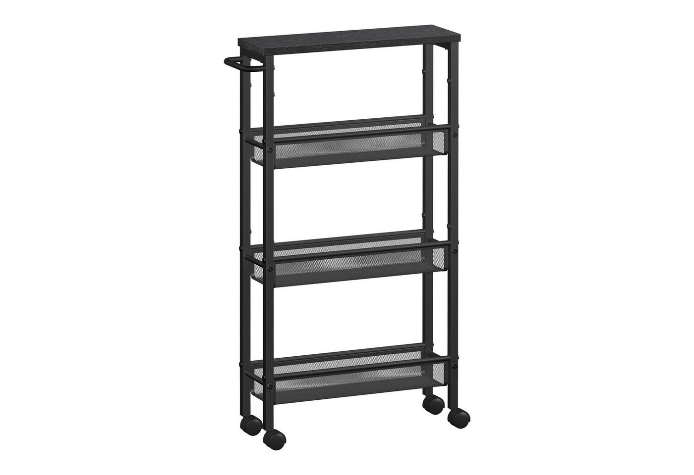 VASAGLE Beistellwagen Küchenwagen schmal, für kleine Räume, Küche, Wohnzimmer, Arbeitszimmer, 4 Ebenen, Nischenregal auf Rollen, Stahl, Griff, 13 x 45,4 x 77 cm – Bild 3 von 5