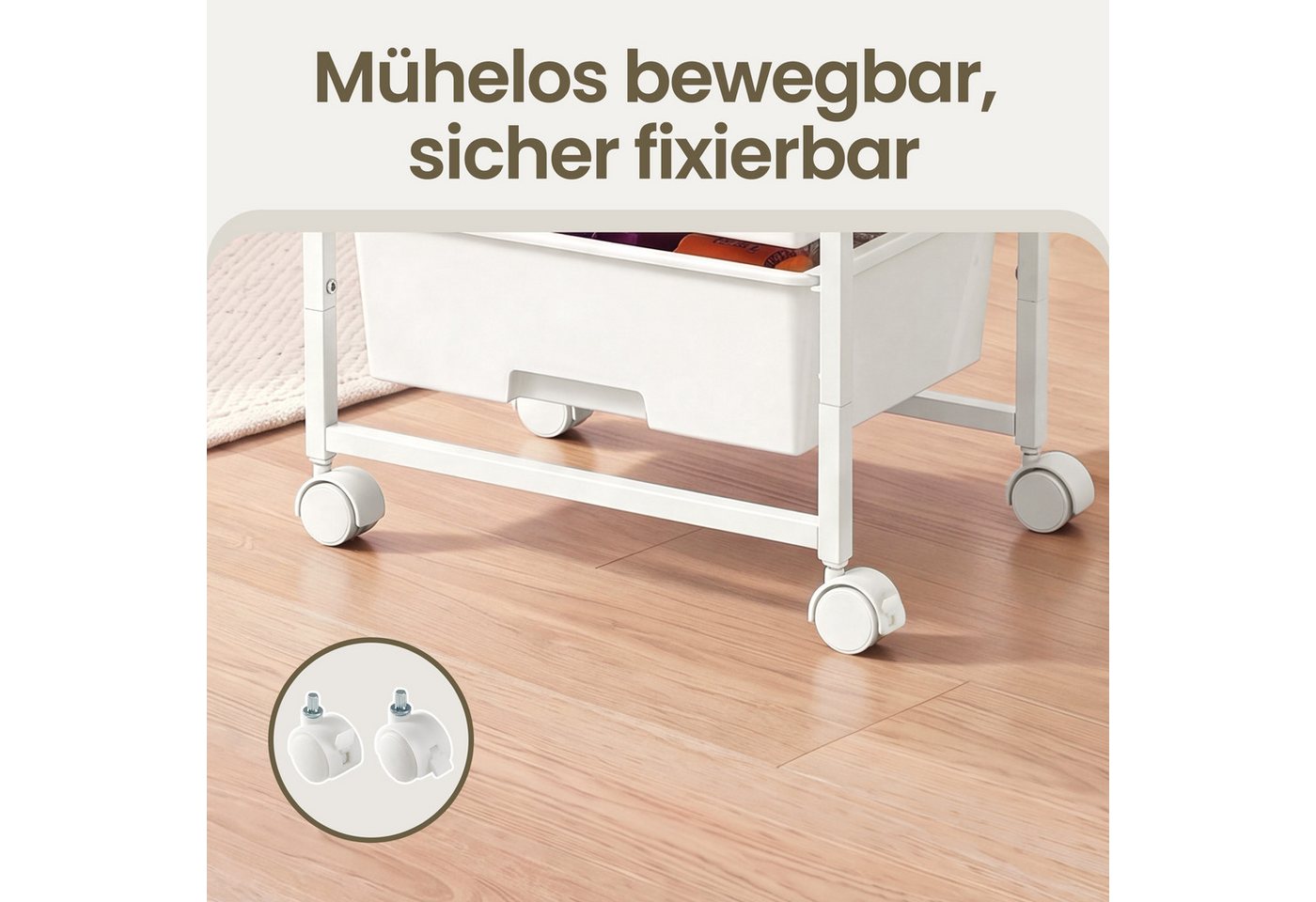 VASAGLE Beistellwagen Rollwagen mit Schubladen, Rollcontainer, Organizer für Küche und Bad, 5 Ebenen Nischenwagen mit Rollen, 39,5 x 28,5 x 63 cm – Bild 4 von 5