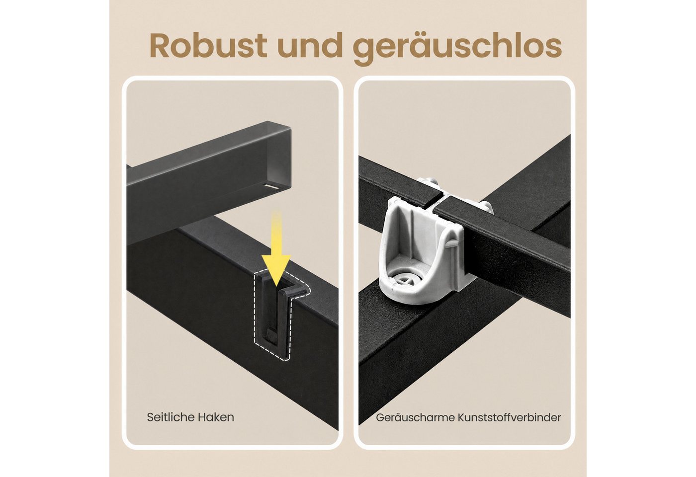 VASAGLE Bettgestell Doppelbettgestell, Unterbettaufbewahrung, einfache Montage, LED-Beleuchtung, USB-A- und USB-C-Anschluss, 120 x 200 cm – Bild 5 von 5
