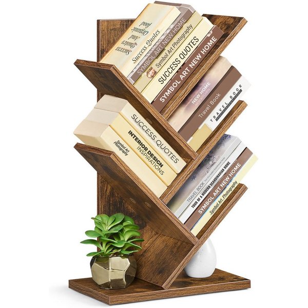 VASAGLE Bücherregal, Baumform, Standregal 5 Ebenen, Eckregal