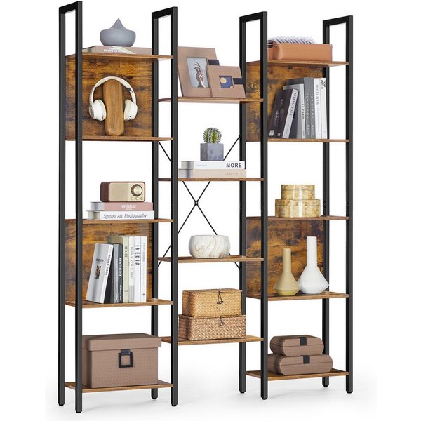 VASAGLE Bücherregal, mit 14 Ablagen, 166H cm, mit Metallrahmen, für Wohnzimmer, Büro