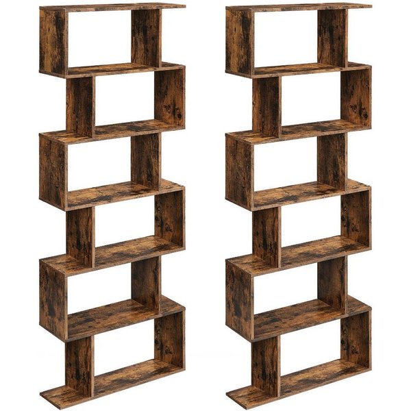 VASAGLE Bücherregal 2er Set Standregal mit 6 Ebenen, 2-tlg., Standregal, Büroregal, 6 Fächer, Holzwerkstoff, 70x190,5x24cm (BxHxT)