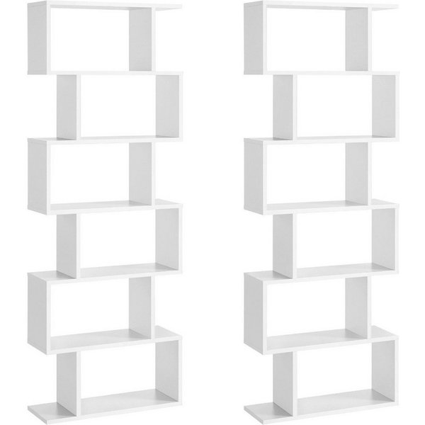 VASAGLE Bücherregal 2er Set Standregal mit 6 Ebenen, 2-tlg., Standregal, Büroregal, 6 Fächer, Holzwerkstoff, 70x190,5x24cm (BxHxT)