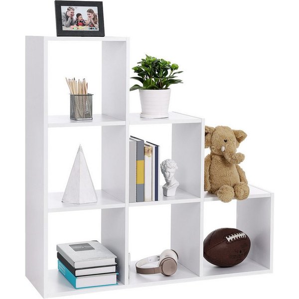 VASAGLE Bücherregal, mit 6/10 Fächern, Würfelregal, Stufenregal, 97,5 x 29 x 97,5 cm