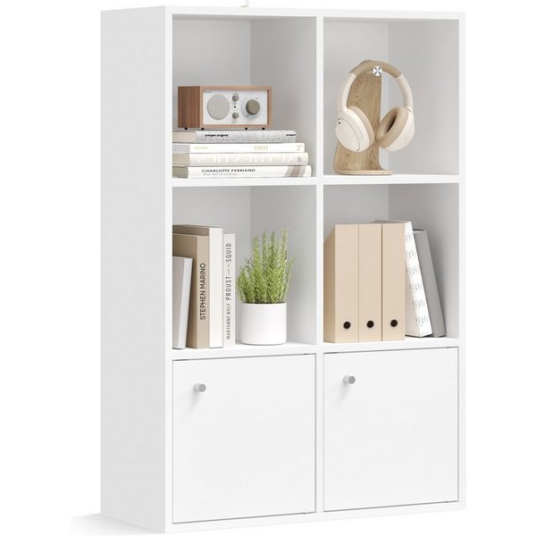 VASAGLE Bücherregal 3-stöckiges Regal, 2 Fächer, 29 x 65,8 x 97,8 cm, Wohnzimmer Homeoffice Esszimmer, mit Türen