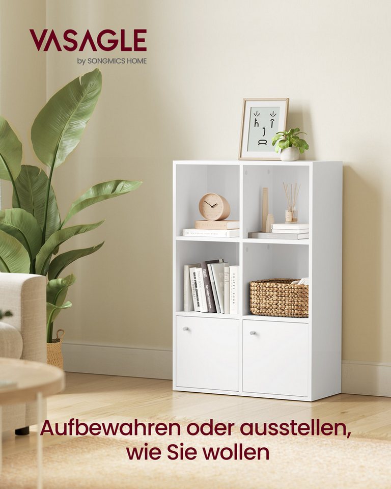 VASAGLE Bücherregal 3-stöckiges Regal, 2 Fächer, 29 x 65,8 x 97,8 cm, Wohnzimmer Homeoffice Esszimmer, mit Türen – Bild 2 von 5