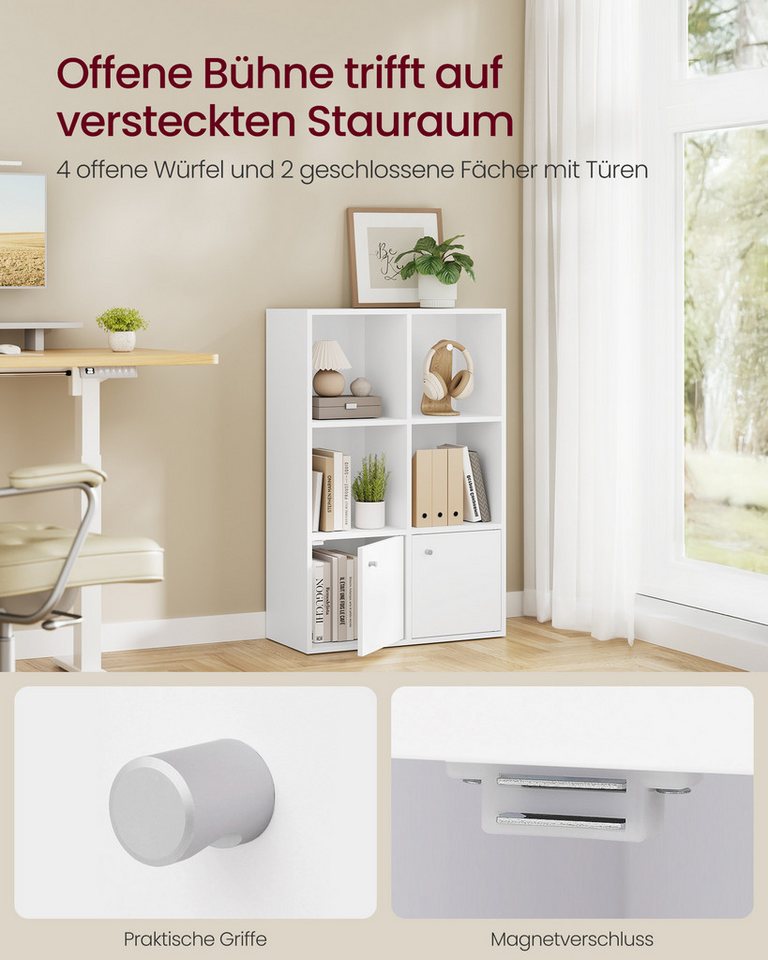 VASAGLE Bücherregal 3-stöckiges Regal, 2 Fächer, 29 x 65,8 x 97,8 cm, Wohnzimmer Homeoffice Esszimmer, mit Türen – Bild 3 von 5