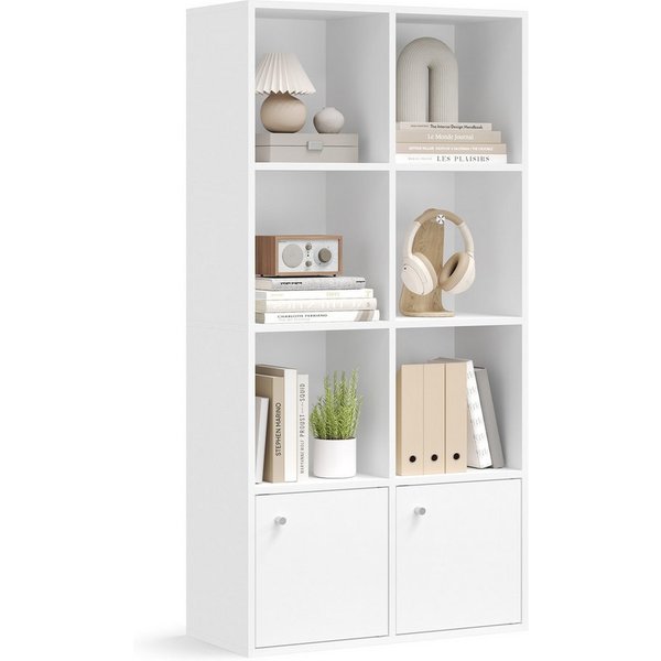 VASAGLE Bücherregal 3-stöckiges Regal, 2 Fächer, 29 x 65,8 x 130 cm, Wohnzimmer Homeoffice Esszimmer, mit Türen