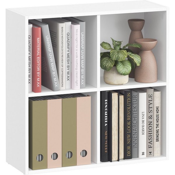 VASAGLE Bücherregal Bücherschrank, Würfelregal, freistehendes Aufbewahrungsregal, mit 4 Fächern, Würfelregal, 66x24x66 cm