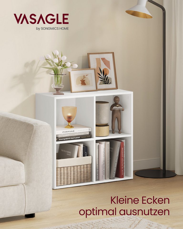 VASAGLE Bücherregal Bücherschrank, Würfelregal, freistehendes Aufbewahrungsregal, mit 4 Fächern, Würfelregal, 66x24x66 cm – Bild 2 von 5