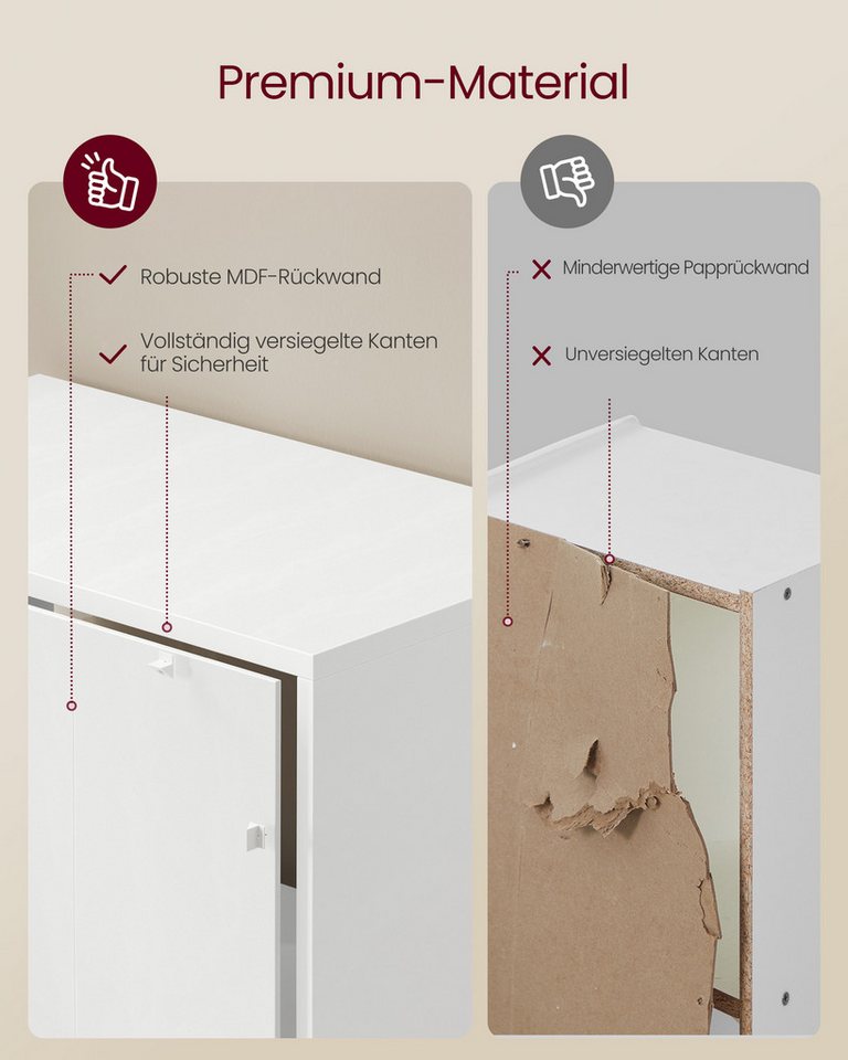 VASAGLE Bücherregal Bücherschrank, Würfelregal, freistehendes Aufbewahrungsregal, mit 4 Fächern, Würfelregal, 66x24x66 cm – Bild 5 von 5