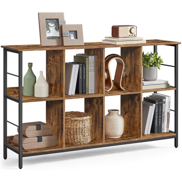 VASAGLE Bücherregal für Wohnzimmer, Schlafzimmer, Arbeitszimmer, Küche, Regal mit 2 Ebenen, Standregal mit 8 Fächern, 33 x 132,6 x 80 cm