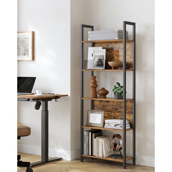 VASAGLE Bücherregal Küchenregal, Standregal, Flur, Küche, Büro, stabiles Stahlgestell, mit 5 offenen Regalebenen, Industrie-Design, 62 x 165 x 24 cm