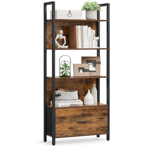 VASAGLE Bücherregal Küchenregal, Standregal, Flur, Küche, Büro, stabiles Stahlgestell, Leiterregal, Industrial-Design, mit Stahlrahmen, 24 x 60 x 165 cm