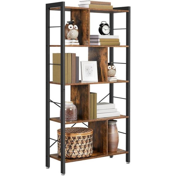 VASAGLE Bücherregal Regal, großes Bücherregal und Büroregal mit 5 Ebenen, freistehendes Aufbewahrungsregal mit Metallgestell