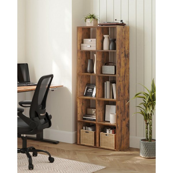 VASAGLE Bücherregal Standregal, Wohnzimmer, Büro, skandinavischer Stil, mit 10 Fächern, als Raumteiler