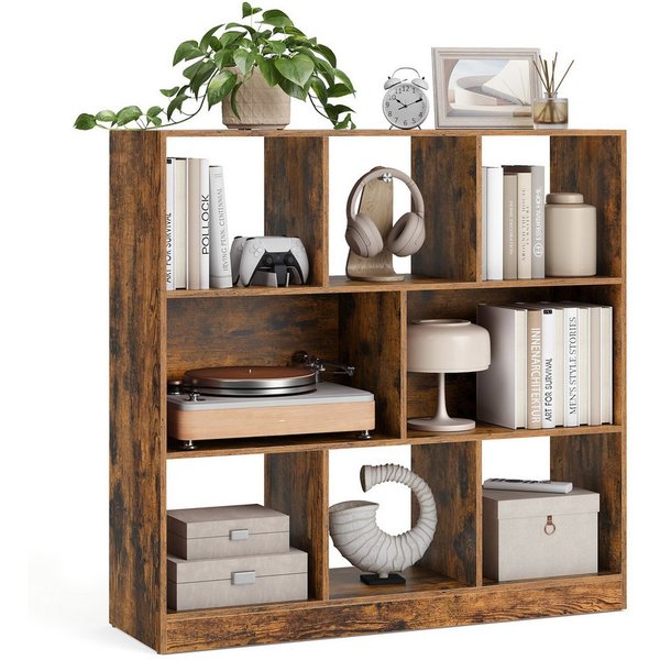 VASAGLE Bücherregal Standregal, Regal, Würfelregal, 30 x 97,5 x 100 cm, für Wohnzimmer, Homeoffice, mit 8 Fächern, Regal