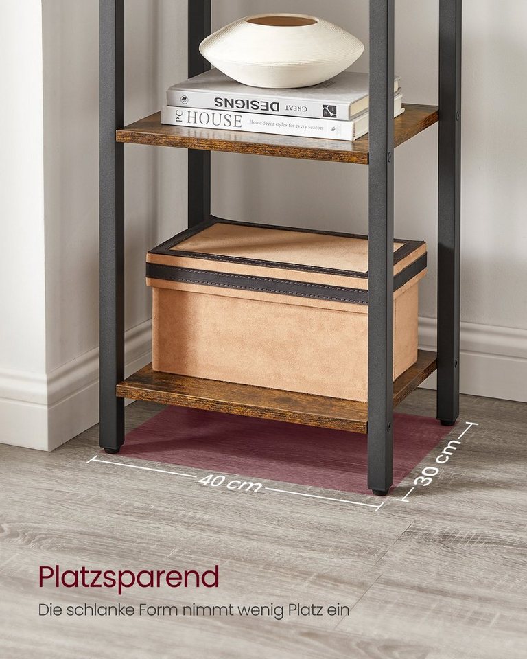 VASAGLE Bücherregal Standregal mit 5/6 Ebenen, aus Stahl, Lagerregal, 6 Ebenen, Bücherregal, Stahlrahmen – Bild 5 von 5