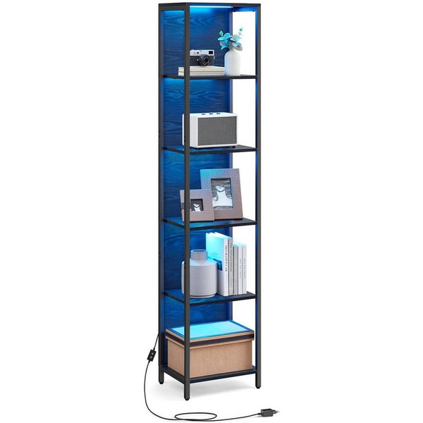 VASAGLE Bücherregal Standregal mit 5/6 Ebenen, aus Stahl, mit 6 Ebenen, 30,3 x 40 x 178,6 cm, für Wohnzimmer, Schlafzimmer