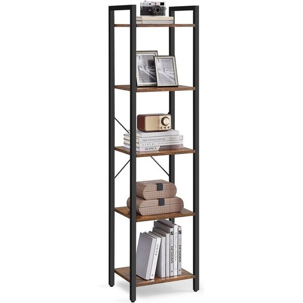 VASAGLE Bücherregal Standregal mit 5/6 Ebenen, aus Stahl, Lagerregal, 5 Ebenen, Bücherregal, Stahlrahmen, Büroregal