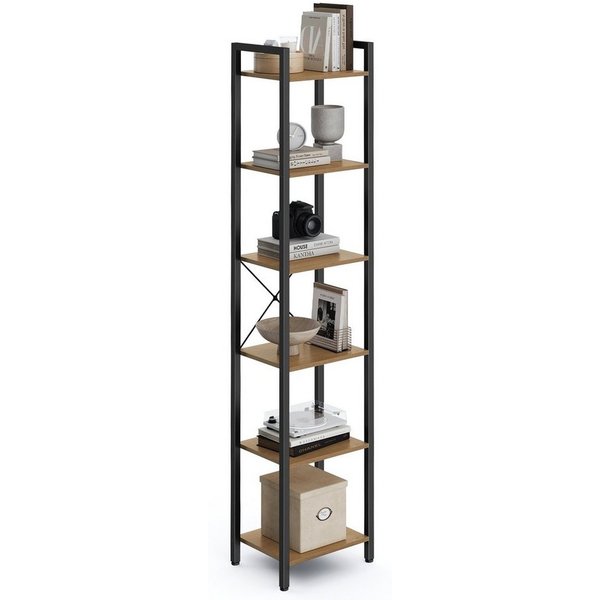 VASAGLE Bücherregal Standregal mit 5/6 Ebenen, aus Stahl, Lagerregal, 6 Ebenen, Bücherregal, Stahlrahmen